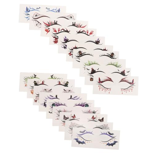 PENIKOKO 19 Stück Wasserdichte Augen Make Up Aufkleber Fledermaus Eyeliner Make Up Aufkleber Kürbisgesicht Halloween von PENIKOKO