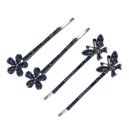 PENIKOKO 2 Paare Haarklammern Damen Retro Stil mit Strasssteinen Stilvolle Einreihige Haarspangen für Glamouröse Seitenpartien Passend für Frauen und Mädchen Vintage Haarschmuck von PENIKOKO