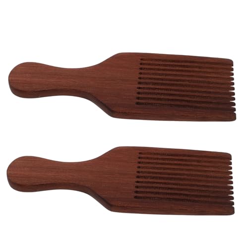 PENIKOKO 2 Stück Breiter Flacher Holz haarkamm mit Langem Zahn Ergonomisch Geformt Langlebig und Entwirrend für Damen und Herren Geeignet für Dickes Feines und Lockiges Haar von PENIKOKO