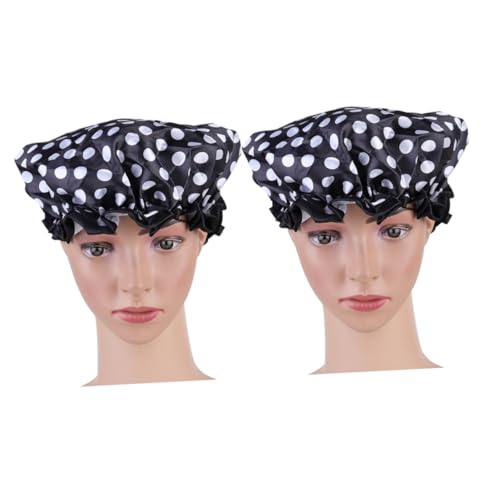 PENIKOKO 2 Stück EVA Doppellagige Wasserdichte Duschhauben für Damen Wiederverwendbare Badehauben Elastische Shower Caps Geeignet für Bad Spa Make up und Haarschutz von PENIKOKO