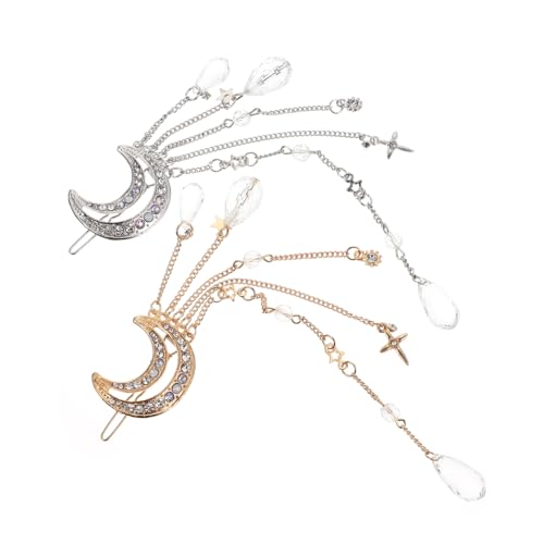 PENIKOKO 2 Stück Elegante Haarnadeln für Frauen mit Mond Sternanhänger Gold Silberfarbene Tassel Ketten Haarschmuck Langlebige Dekorative Haarspangen für Partys Hochzeit und Alltag PENIKOKO 2 Stück Elegante Haarnadeln für Frauen mit Mond Sternanhänger Gold Silberfarbene Tassel Ketten Haarschmuck Langlebige Dekorative Haarspangen für Partys Hochzeit und Alltag von PENIKOKO