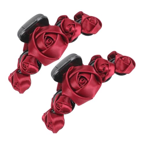 PENIKOKO 2 Stück Eleganter Roter Rosen Haarklaue Stabile Verarbeitung Sicherer für Dickes und Dünnes Haar Floraler Haarschmuck für Damen für Hochzeit Valentinstag und Festliche Anlässe von PENIKOKO