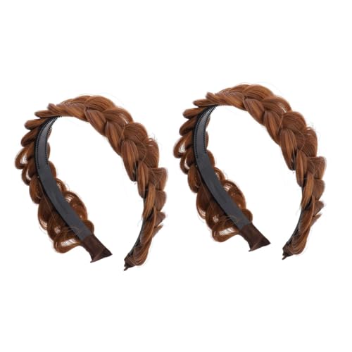 PENIKOKO 2 Stück Geflochtenes Stirnband Damen mit Anti rutsch zähnen Natürliches Haarimitat Vielseitiges Haarband für Party Hochzeit Bühne Eleganter Haarschmuck für Frauen und Mädchen von PENIKOKO