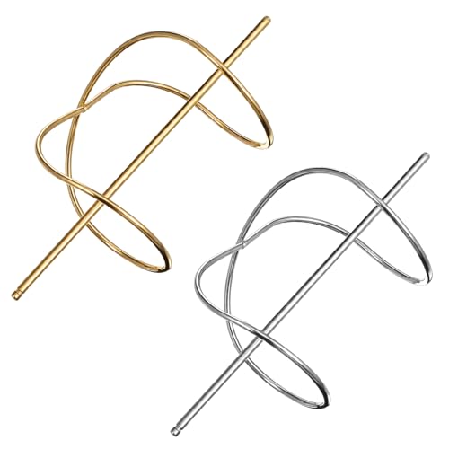 PENIKOKO 2 Stück Haarnadeln Metall Rutsch Haarklammern für Dutt Unregelmäßige Gebogene Circle Hair Clip in Gold Silber Sicherer für Haartypen Eleganter Haarschmuck für Damen von PENIKOKO