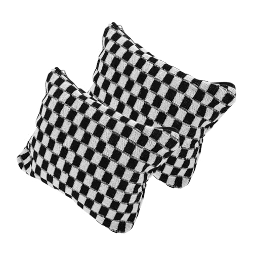 PENIKOKO 2 Stück Kariertes Kosmetiktäschchen Große Kapazität Gestrickt Weich Robust Reise Kulturbeutel Organizer für Frauen Mädchen Studenten von PENIKOKO