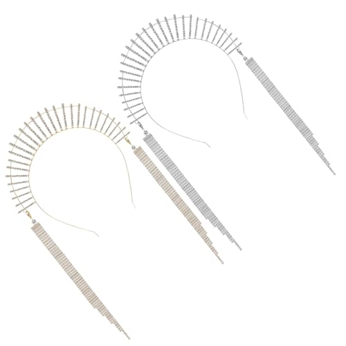 PENIKOKO 2 Stück Kristallkrone Damen mit Quasten und Strassbesatz Tiara Haarreife für Hochzeit Geburtstag Festival Festlicher Kopfschmuck Gold und Silberfarben PENIKOKO 2 Stück Kristallkrone Damen mit Quasten und Strassbesatz Tiara Haarreife für Hochzeit Geburtstag Festival Festlicher Kopfschmuck Gold und Silberfarben von PENIKOKO