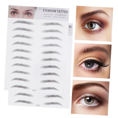 PENIKOKO 2 Stück Künstliche Augenbrauen Transfer Sticker Haarähnlich Wiederverwendbar Schwarz Einfach Anzuwenden für Männer und Frauen mit Dünnen oder Hellen Brauen Schnelles Styling von PENIKOKO