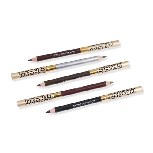 PENIKOKO 2 Stück Leopard Augenbrauenstift mit Bürste Langanhaltender Doppelseitiger Brauenstift Natürliche Farbe Wasserfest Professionelles Make Up Braun Einfach Anzuwenden Tragbar von PENIKOKO