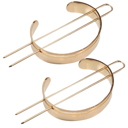 PENIKOKO 2 Stück Metall Haarklammern Halbkreis Haarknoten accessoires für Damen Goldfarbene Haar Cuff Bun Halter Vintage Haarschmuck für Pferdeschwanz und Festlichen Look von PENIKOKO