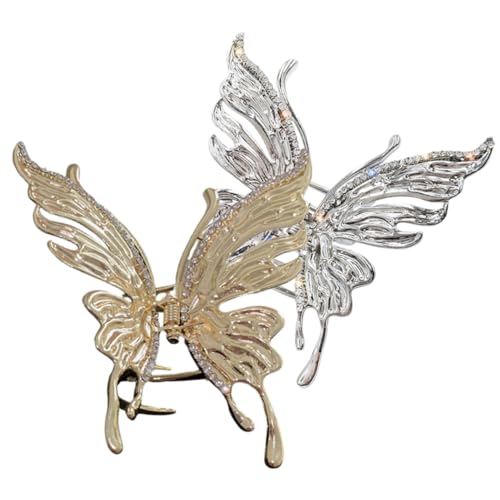 PENIKOKO 2 Stück Modische Kleine Haarklammern mit Funkelnden Schmetterlingen Robuste Krallenclips für Frauen und Mädchen Vielseitig für Dickes und Zartes Haar für Alltag Zufällige Farbe von PENIKOKO