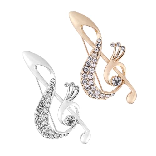 PENIKOKO 2 Stück Musiknoten Brosche Pin mit Funkelnden Strasssteinen für Damen zur Bekleidung und Handtaschen Dekoration von PENIKOKO