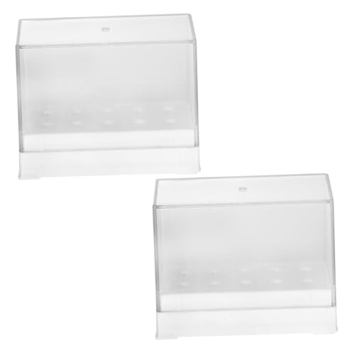 PENIKOKO 2 Stück Nagelbohrer Organizer Box Staubdicht Aufbewahrungsbox Transparent Kunststoff Nagelfräser Bits Halter für Zuhause DIY Maniküre Zubehör von PENIKOKO