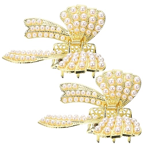 PENIKOKO 2 Stück Perlen Schleifen Haarklammern aus Langlebiger Legierung Rutschfest mit Starkem Klemmsystem Eleganter Haarschmuck für Damen und Mädchen Geeignet für Dünnes und Dickes Haar von PENIKOKO