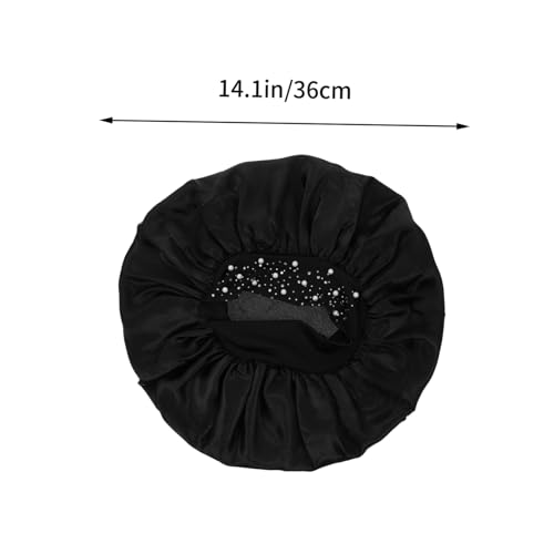 PENIKOKO 2 Stück Schwarze Große Elastische Duschhaube aus Polyester mit Stern und Weich Teiliges für Damen Schützend Beim Baden Make Up und Haarstyling Geeignet von PENIKOKO