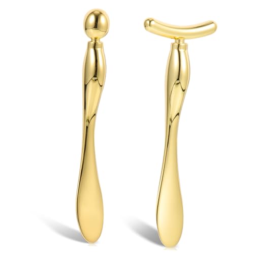 PENIKOKO 2 Stück Teiliges Augencreme T förmiger Massage stab und Löffel Wiederverwendbar Langlebig Hygienisch zur Präzisen Dosierung Augenpflege von PENIKOKO