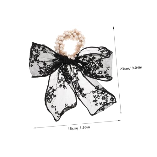 PENIKOKO 2 Stück Teiliges Damen Spitzen Haarband mit Perlen Elastisches Leichtes Haargummi mit Schleifen Design Dehnbar und Schonend Modischer Haarschmuck für Alltag und Besondere Anlässe von PENIKOKO