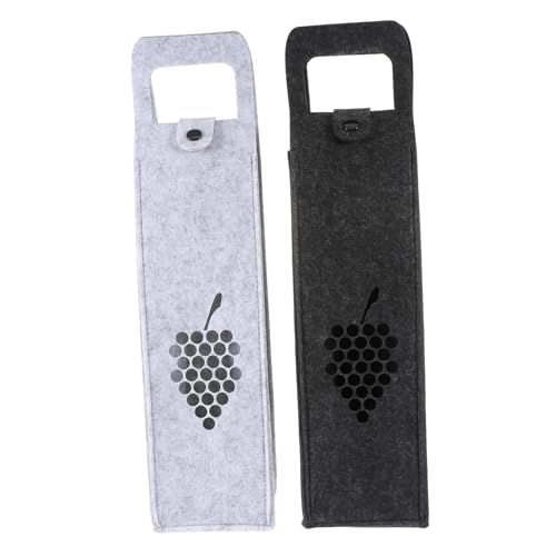 PENIKOKO 2 Stück Teiliges Filz Weinflaschentaschen mit Tragegriff Tragbar und Wiederverwendbar Single Bottle Bags in und Dunkelgrau Stilvoll für Weinflaschen Geschenkverpackung bei Partys von PENIKOKO