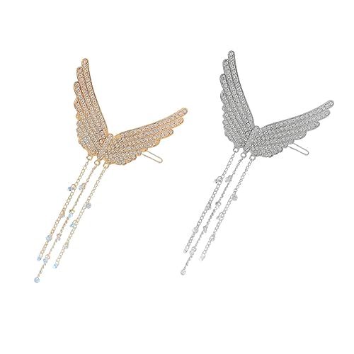 PENIKOKO 2 Stück Teiliges Haarklammern mit Glitzernden Engelsflügeln und Quasten Haarspangen für Damen und Mädchen Modischer Haarschmuck für Hochzeit Party Alltag und Festliche Anlässe von PENIKOKO