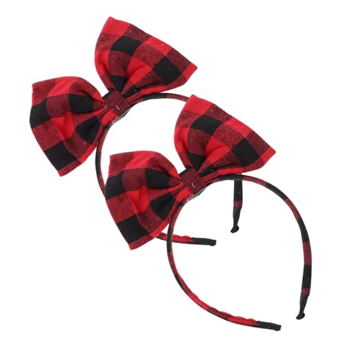 PENIKOKO 2 Stück Teiliges Haarreifen mit Großem Kariertem Schleifen design Weiche Stoff haarbänder für Mädchen Niedliche Party haarschmuck und Fasching Accessoires von PENIKOKO
