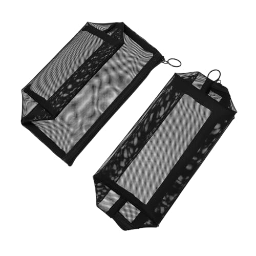PENIKOKO 2 Stück Teiliges Herren Reise Kulturbeutel Großer Schwarzer Mesh Kosmetiktasche mit Hoher Kapazität Strapazierfähiger Netzstoff Waschbeutel für Make up Organizer und von PENIKOKO