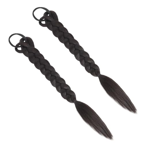 PENIKOKO 2 Stück Teiliges Langes Geflochtenes Kunsthaar pferdeschwanz Haargummi Hautfreundliche Synthetische Haarverlängerung für Damen Vielseitig Schneidbar für Karneval Party Cosplay von PENIKOKO