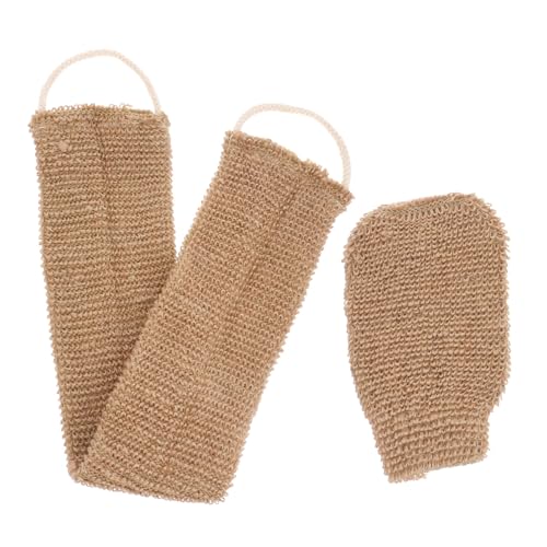 PENIKOKO 2 Stück Teiliges Peeling Handschuh aus Ramie Jute mit Langem Rückenband Sanfter Rückenreiniger Strapazierfähiger Badetuch Rückenschrubber für Effektive Hautpflege Geeignet für von PENIKOKO