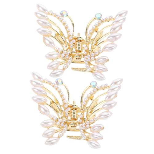 PENIKOKO 2 Stück Teiliges Perlen Haarklammer Damen Leichte Metall Schmetterlingsspangen Stilvolle Haarspangen für Braut Party Festival und Alltag Schonend für Haare und Kopfhaut von PENIKOKO