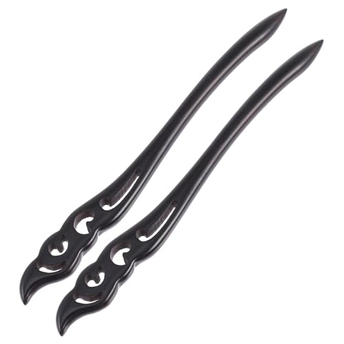 PENIKOKO 2 Stück Teiliges Retro Haarstäbe aus Schwarzem Holz Eleganter Haarschmuck im Antiken Hanfu stil Vintage Holz Haarnadeln für Damen Stilvolles Accessoire für Klassische Frisuren von PENIKOKO