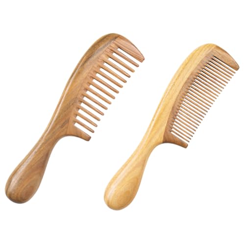PENIKOKO 2 Stück Teiliges Sandelholz Massagekamm Holz Kamm mit Glatten Zähnen für Damen Kopfhautmassage und Schonendes Entwirren Langlebig Hautfreundlich Natürlicher Holzgriff von PENIKOKO