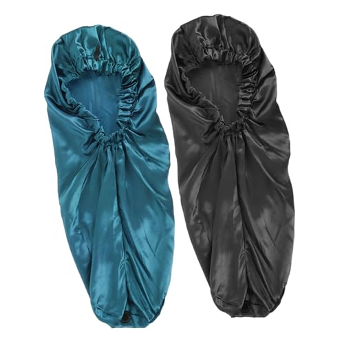 PENIKOKO 2 Stück Teiliges Satin Schlafmütze Lang Haltbar Hautfreundlich für Damen mit Weitem Rand zum Schutz von Haaren und Sauberem Kissenbezug für Schlaf Make up und Pflege von PENIKOKO
