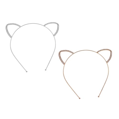 PENIKOKO 2 Stück Teiliges Strass Katzenohren Haarband Flexibles Party Haarschmuck für Mädchen und Erwachsene Dekorativer Katzenohren Haarreif für Cosplay Bühnenauftritte und Kinderfeiern von PENIKOKO