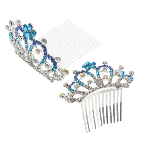PENIKOKO 2 Stück Teiliges Tiara Haarkamm mit Farbverlauf Strasskrone Haarschmuck für Damen Stilvolle Hochsteckfrisuren Brautschmuck für Hochzeit Prom und Besondere Anlässe von PENIKOKO