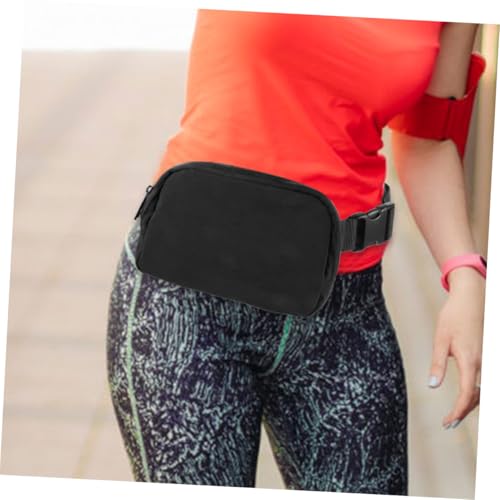 PENIKOKO 2 Stück Verstellbare Mini Gürteltasche für Damen und Herren Leichte Strapazierfähige Bauchtasche für Outdoor Jogging Wandern Reisen Vielseitiger Hüftbeutel in Schwarz von PENIKOKO