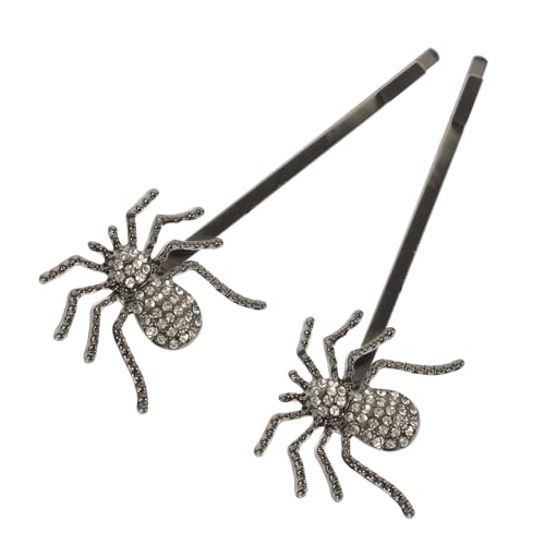 PENIKOKO 2 Stück Vintage Haarnadeln mit Spinnen Motiv und Strasssteinen Kleine Bobby Pins für Teenager Mädchen Eleganter Haarschmuck für Hochzeit Party und Alltag Passend für Dünnes und von PENIKOKO
