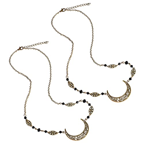 PENIKOKO 2 Stück Vintage Haarschmuck Teiliges mit Mondanhänger Retro Kopfschmuck für Damen und Mädchen Boho Stil Headchain Schmuck Accessoire für Braut und Alltag von PENIKOKO