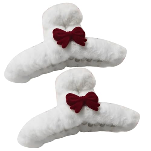 PENIKOKO 2 Stück Weiche Haarklammern mit Flauschiger Schleife Rutschfeste Haarspangen für Damen Eleganter Haarschmuck zum Fixieren und Stylen bei Alltag Kosmetik und Freizeit von PENIKOKO