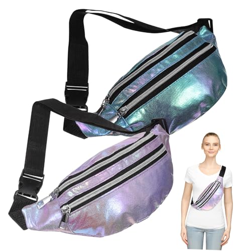 PENIKOKO 2 Stück wasserdichte Bauchtasche Damen aus Oxford Verstellbare Gürteltasche Crossbody Fanny Pack für Outdoor Sport Große Kapazität Kratzfest Stylish für Laufen und Alltag von PENIKOKO