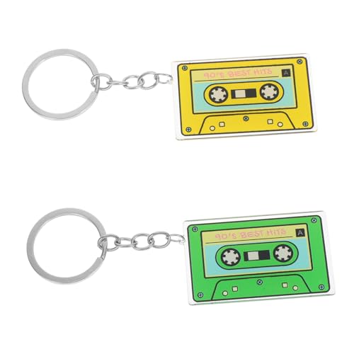 PENIKOKO 2 Stücke Schlüsselanhänger Retro Mini Kassettenband Anhänger Damen Mädchen Doppelseitig Leicht Tragbar Vielseitiges für Taschen Rucksäcke von PENIKOKO
