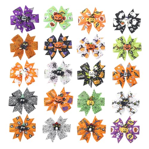 PENIKOKO 20 Stück Teiliges Haarschleifen für Mädchen Dreilagige Halloween Bögen Bunte Haarspangen Geeignet für Junge Mädchen Kleinkinder für Karneval Kostümparty und Fotografie von PENIKOKO