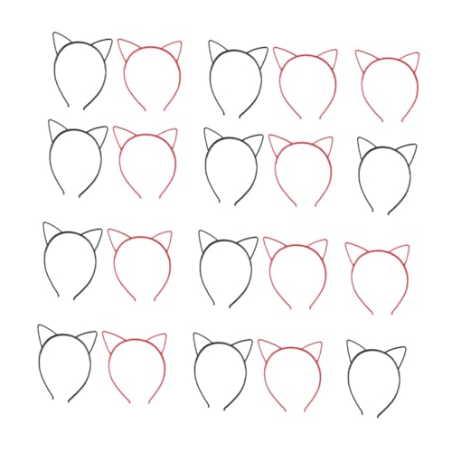PENIKOKO 20 Stück Teiliges Katzenohren Haarreif in Schwarz und Rot Niedliches Katzenohren Haarband für Kostüm Karnevalspartys Einzigartiges Partyzubehör für Frauen und Mädchen Leichter von PENIKOKO