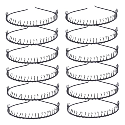 PENIKOKO 24 Stück Teiliges Schwarze Zähne Haarreifen aus Metall Einfaches Langlebiges Haarband für Damen und Herren Atmungsaktiv Vielseitig für Alltag Sport und Party Geeignet von PENIKOKO