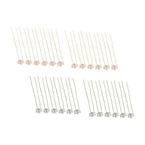 PENIKOKO 24 Stück Teiliges U Förmige Perlen Haarnadeln mit Strass Braut Haarschmuck für Hochzeit Langlebige Elegant und Stilvoll für Frauen und Mädchen von PENIKOKO