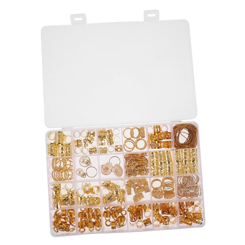 PENIKOKO 257 Stück Teiliges Dreadlocks Haarschmuck Goldene Haarspangen mit Krönchen Design Hohe Elastizität Wiederverwendbar Vielseitig für Zöpfe Partys und DIY Haarstyling von PENIKOKO