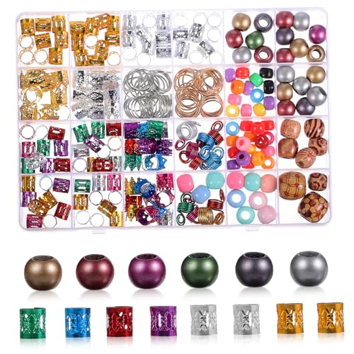PENIKOKO 278Stücke Haarschmuck für Zöpfe Bunte Perlen Haarspiralclips und Ringe für Dreadlocks Flexibles Zubehör für und Männer für Partys und Festivals von PENIKOKO