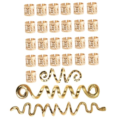 PENIKOKO 28 Stück Teiliges Haarflecht Schmuckset Dreadlock Metallringe Haar Stylisch Glatt Geeignet für Zopfflechten Dreadlock Styling Party Hochzeit Haaraccessoires von PENIKOKO