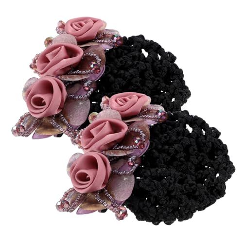 PENIKOKO 2stücke Duttnetz Mit Blumen-haarnetz Duttklammer Für Frauen Haarnetz Für Dutts Duttabdeckung Für Damenhaar Haarabdeckung Stoff von PENIKOKO