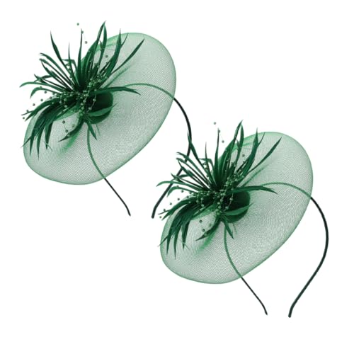 PENIKOKO 2stücke Fascinator Haarreifen Mit Netz Und Federn Kopfbedeckung Für Damen Für Hochzeiten Teepartys Und Besondere Anlässe Dunkelgrün von PENIKOKO