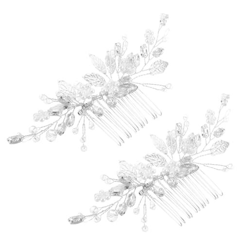 PENIKOKO 2stücke Haarkamm Für Hochzeit Mit Blattmotiv Kunstperlen Glitzernder Seitenkamm Haarschmuck Für Frauen Und Mädchen Brautjungfern Abschlussball Fester Haltbarer Flexibles von PENIKOKO