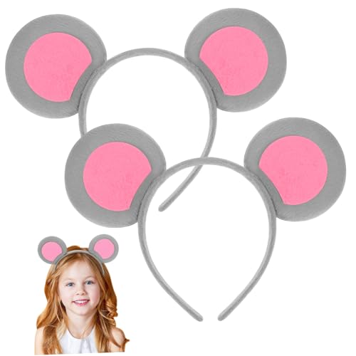 PENIKOKO 2stücke Tierisch Süßes Mausohren-stirnband Graues Tierohren-kopfbedeckung Für Mädchen Für Cosplay Halloween Geburtstagsfeiern Und Feste von PENIKOKO