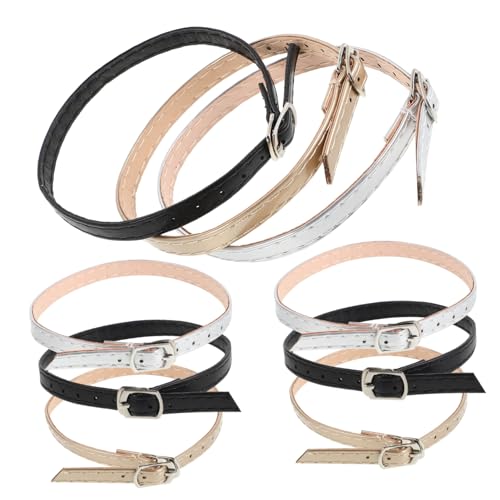 PENIKOKO 3 Paare High Heels Schuhriemen aus PU Material Verstellbare Abnehmbare Rutschfeste Fersenriemen für Damen Sandalen und Absatzschuhe Vielseitiges Schuhzubehör in Gold Silber und von PENIKOKO